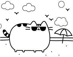 Kolorowanka kotka Pusheen w słonecznych okularach